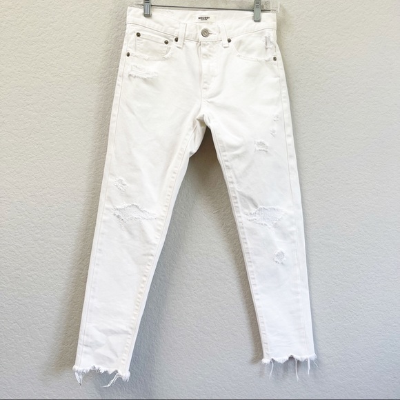Moussy Vintage Velma Skinny Jeans White Distressed Size 25 - Picture 2 of 8